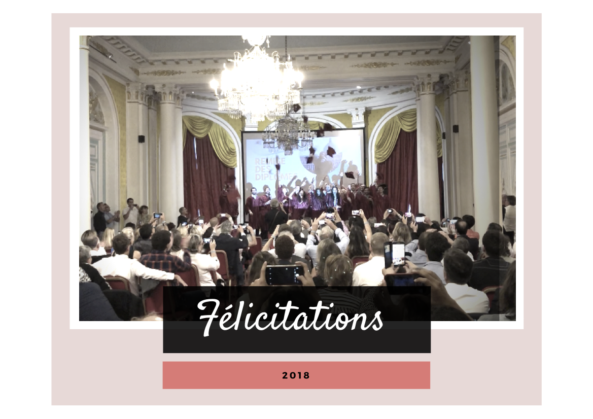 Le 14 octobre 2018 a eu lieu la remise des diplômes pour les promotions 2017/2018 (lien).

Félicitations à eux et nous leur souhaitons une belle réussite professionnelle !